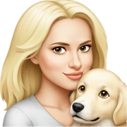 Person with white golden retriever.  sticker