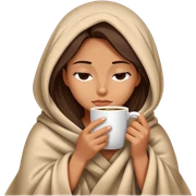 girl inside a blanket sipping coffee eyes closed sticker