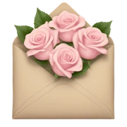 beige envelope with light pink roses sticker