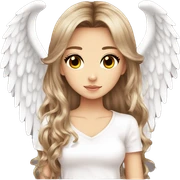 hime gyaru girl, angel wings, halo, white top, long brown beautiful hair  sticker