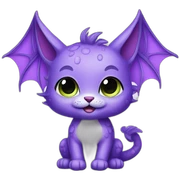 Cute dragon cat purple with big wings and big teeth sticker
