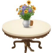 Table with flower sticker