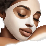 pretty brunette sleeping with cream coloured moisturiser face mask soft textures and ethereal glow sticker