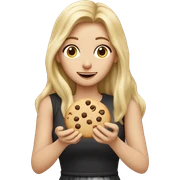 Woman-with-long-blonde -hair-and- blonde hair fair skin man eating cookie dough sticker