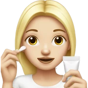 white girl applying cream on face sticker