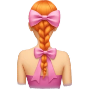 orange hair from behind with a pink bow sticker