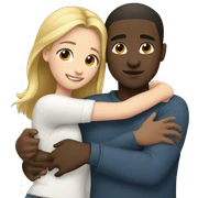 teen couple hugging black male, white girl sticker