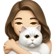 Brunette woman snuggling white Persian cat sticker