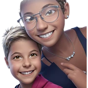 smiling boy with jewelry sticker