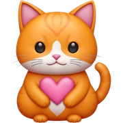 Gato naranja corazón rosa cuerpo entero kawaii sticker