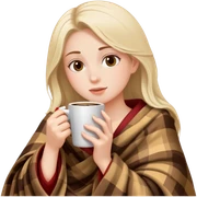 girl with blanket drinking coffee sticker