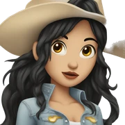 Cowgirl with black hair and pale skin kiss sticker