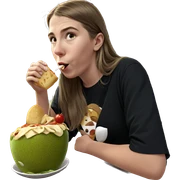 girl enjoying food and drink sticker