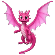 dragon, fairy wings, pink sticker