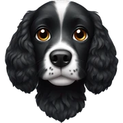 Small completely black spaniel with black fur on his whole face and white fur on chest sticker