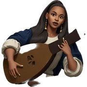 dark-skinned girl with lute sticker
