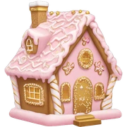 light pink and gold and white gingerbread house sticker