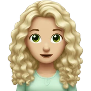 Caucasian girl, wavy hair, big green eyes  sticker