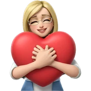 smiling girl with heart pillow sticker