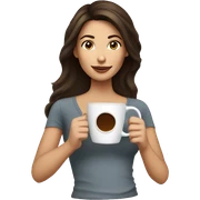 brunette with coffee cup sticker