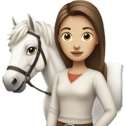 A brown hair girl with a white horse sticker
