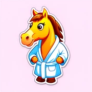 Horse in a bathrobe sticker