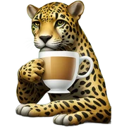 Jaguar onntje jungle take a cup of coffe sticker