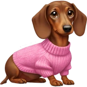 Dachshund with pink sweater sticker