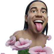 boy with flower tongue out sticker