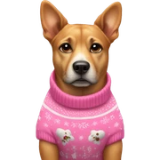 Dog wearing pink Christmas sweater sticker