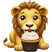 lion eats cupcake sticker