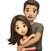 Man with dark brown hair hugging girlfriend with brown hair  sticker