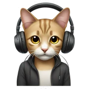 Cat in headphones  sticker