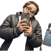 boy holding jacket and phone sticker