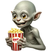 Gollum eating popcorn while smiling sticker