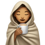 girl inside a blanket sipping coffee eyes closed sticker