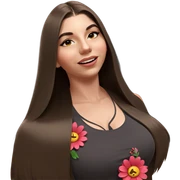 smiling girl with flower sticker
