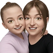 smiling girls in black shirts sticker