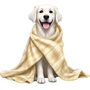 White Golden retriver with blanket sticker