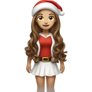 White girl with brown long hair Santa full body sticker