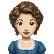 girl with brown hair and blue Victorian dress sticker