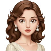 Elegant British girl with wavy hair and pearl earrings, refined features sticker