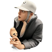 boy in hat indoors sticker