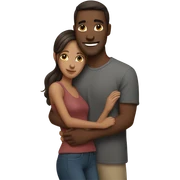 White dark hair male hugging brown female sticker