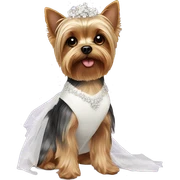 Yorkie in a wedding dress sticker