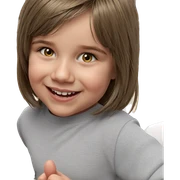 smiling girl with food sticker