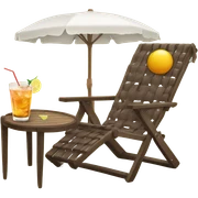 brown beach lounge chair with cocktail  sticker