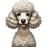 Poodle wearing vintage dress jewelry  sticker