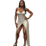 smiling girl in white dress sticker