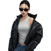 stylish girl in black jacket sticker